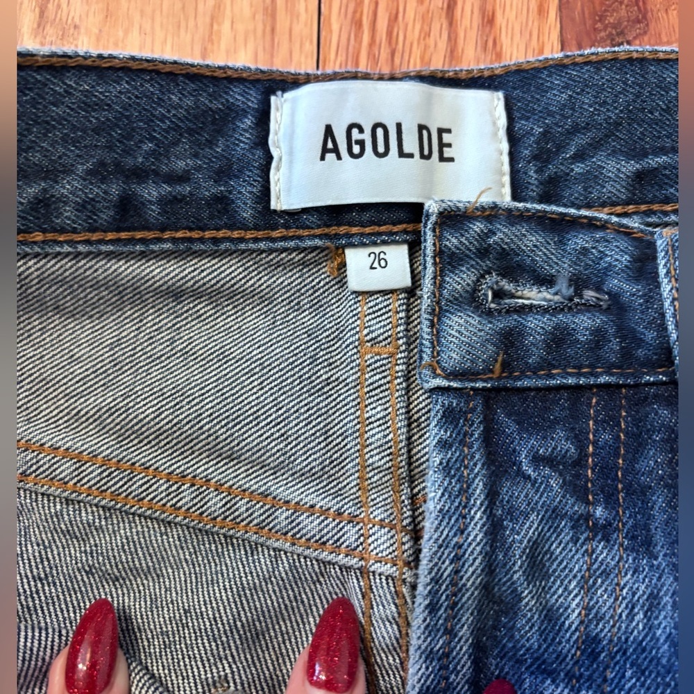 Agolde Dark Blue Straight Jeans - Picture 3 of 5